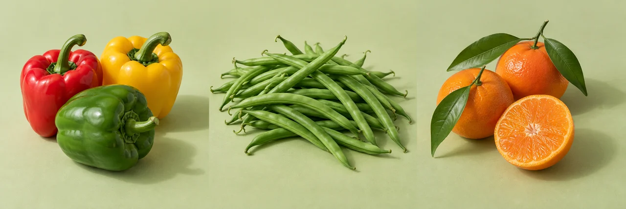 Poivrons rouges, jaunes et verts — illustration